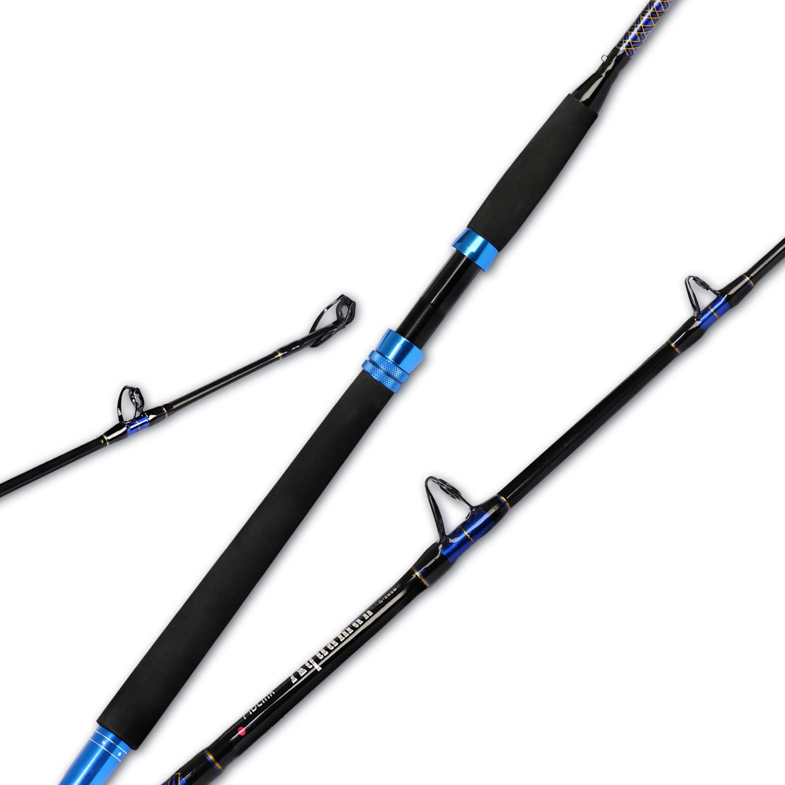 Fiblink 1-Piece Conventional Boat Rod Saltwater Offshore 6′ – 30-50lb, Black