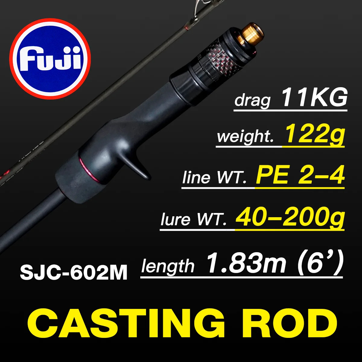 Jyghaul Slow Jigging Fishing Rod M/ML Drag Power 11KG FUJO Guide Rings FUJI Reel