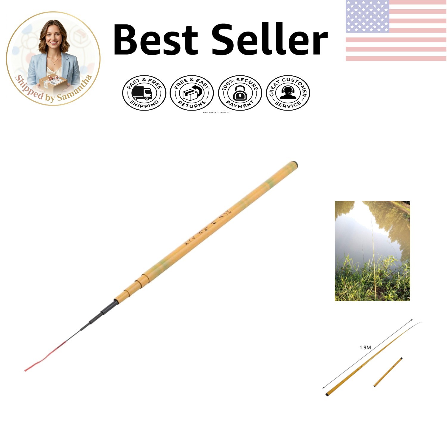 Compact 1.9M Telescopic Fishing Rod – Travel-Friendly with Cork Handle