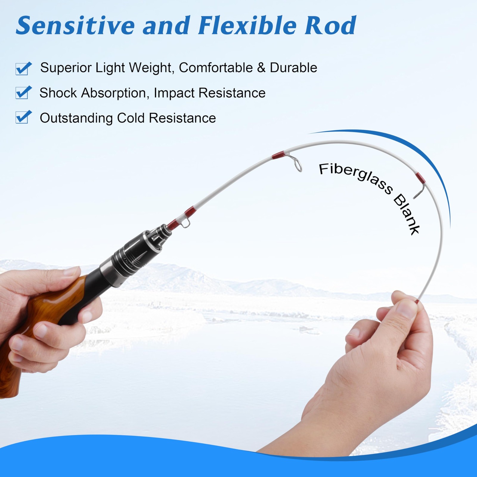 Ultralight Fast Action Ice Fishing Rod Spinning Pole Winter Walleye Trout