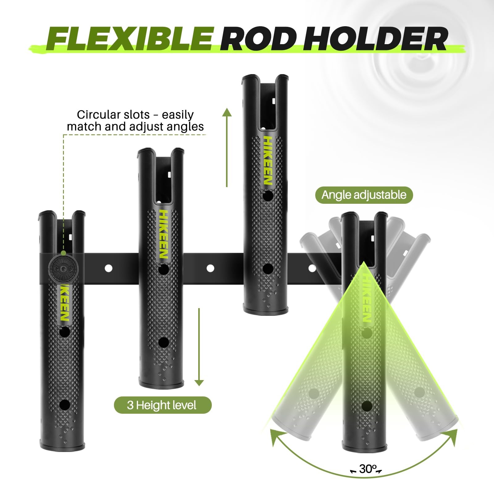 Hikeen Adjustable Fishing Rod Holder 4 Tube Fishing Pole Holders Wall-Mounted