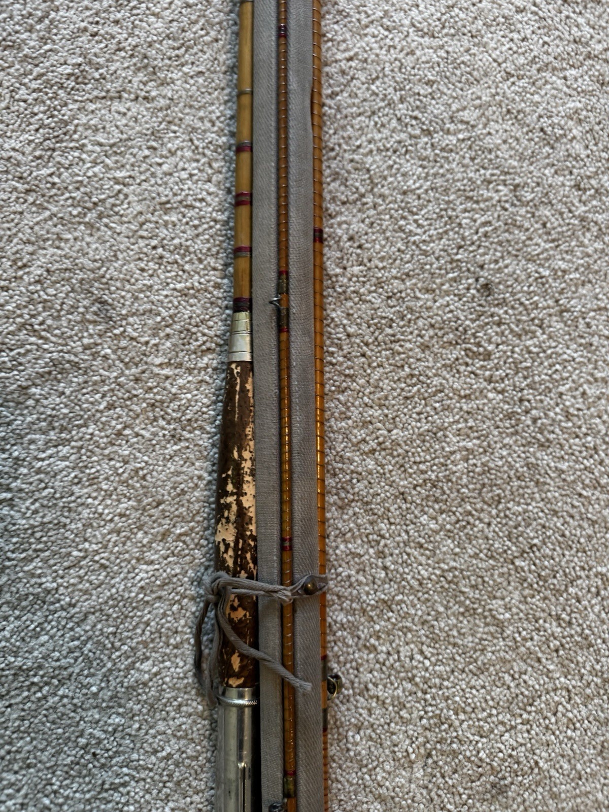 Vintage Bamboo 8ft 8 in 3pc Fly Fishing Rod +Rod holder
