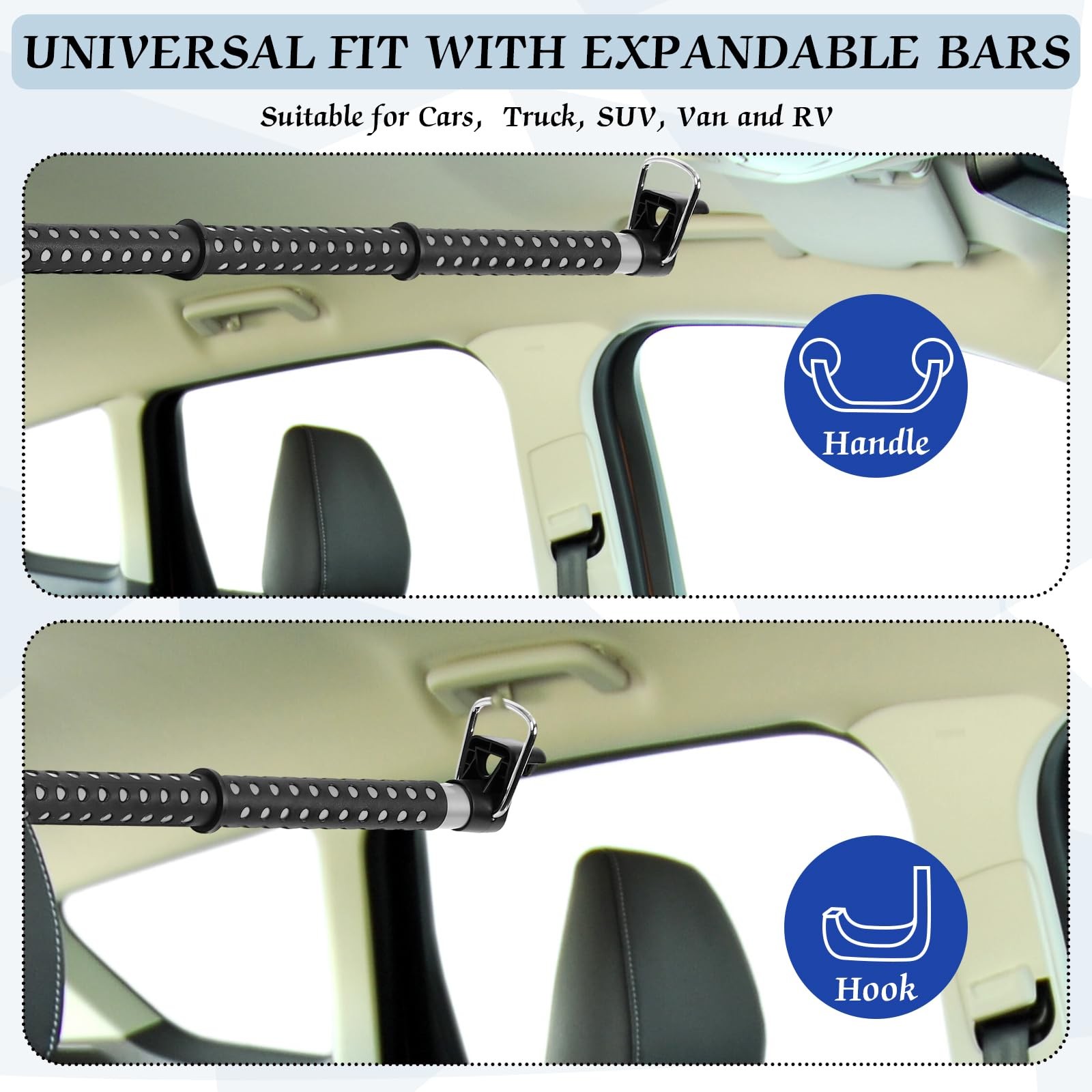 2 Pcs Fishing Rod Holder for Car Heavy Duty 35 to 64 inches, black