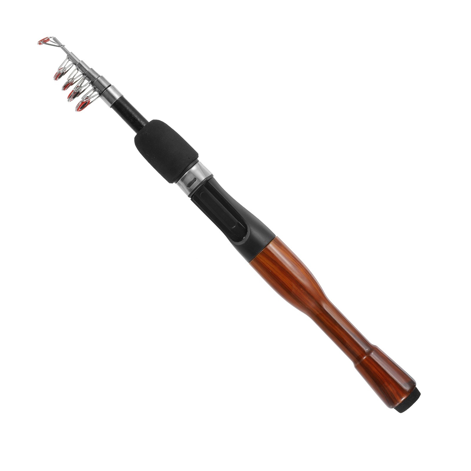 1.3 m Black & Wood Color Telescopic Fishing Rod TRAVEL Carbon Fiber Fishing Pole