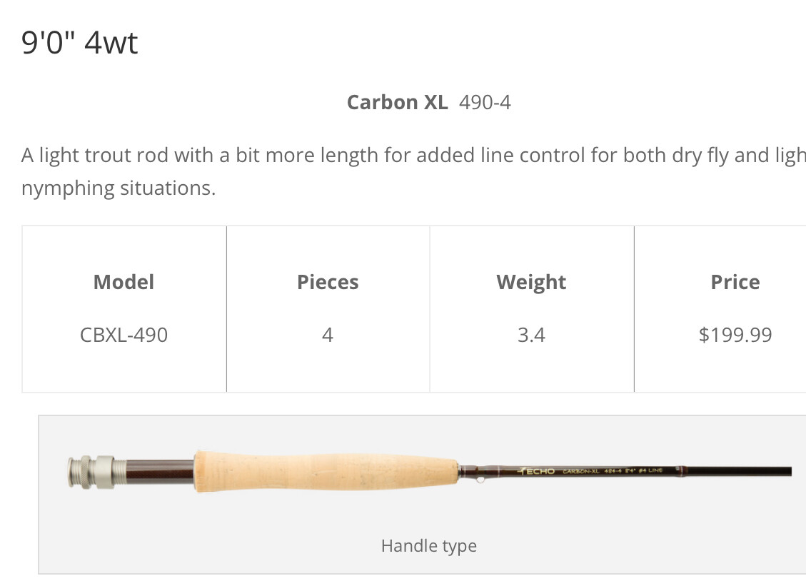 Echo Carbon XL Fly Rod 4pc. W/case