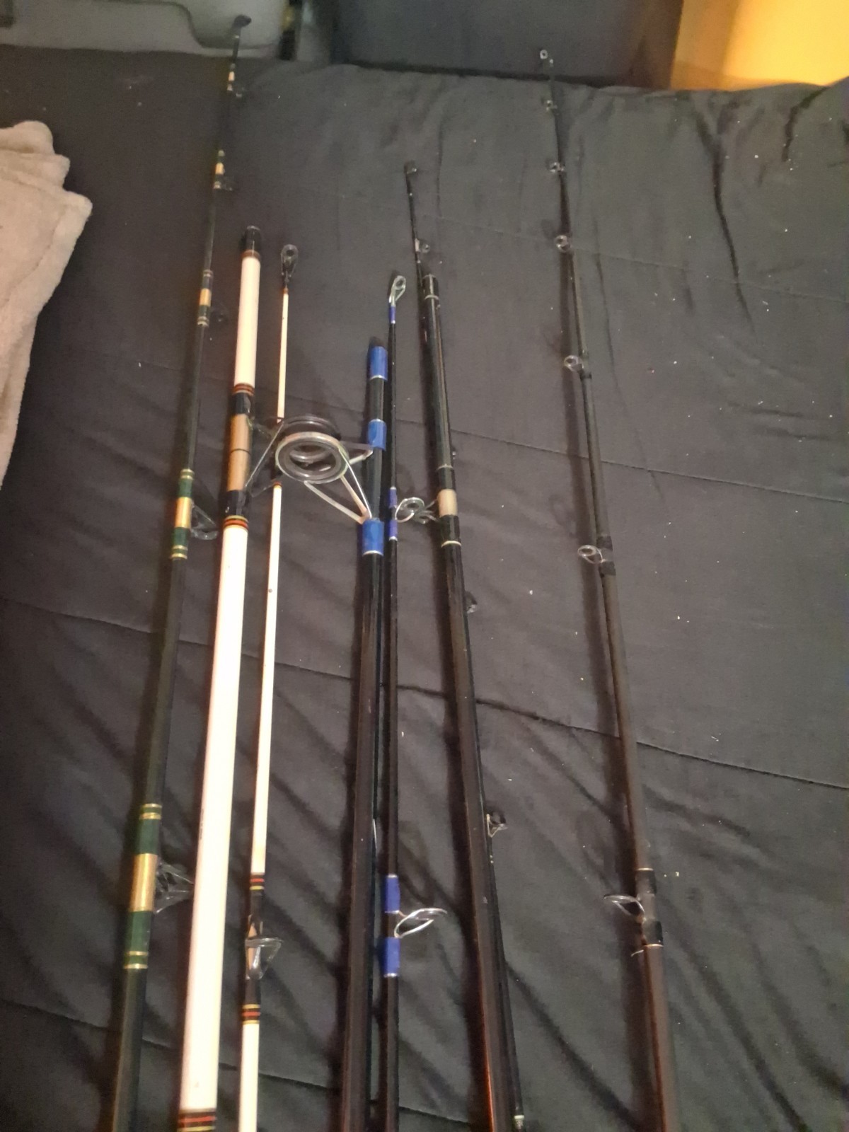Fishing Rods Lot Multiple Poles Black Mixed Handles Unisex Adults Fishing Rod