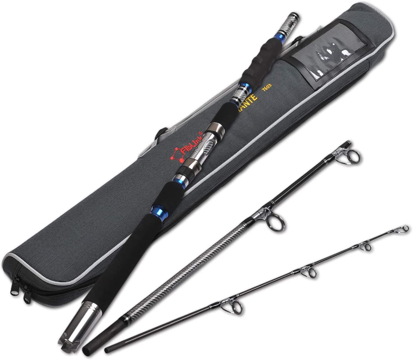 3-Piece Spinning Rod Saltwater Portable Travel Fishing Pole 30-50LB 6/7/8 Feet