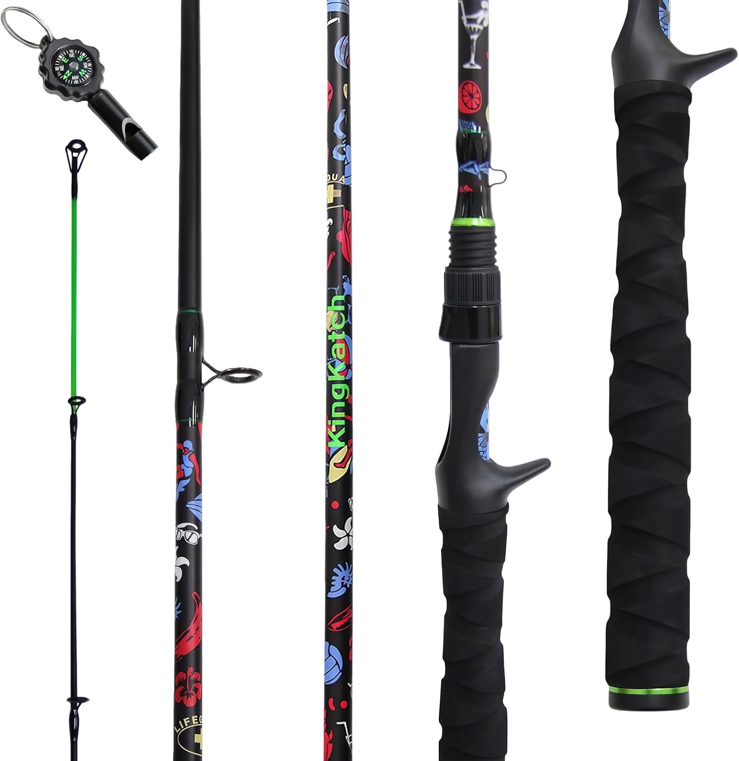 5’6″ Ultra-Light Spinning Fishing Rod Threaded Grip Gun Handle Durable Composite