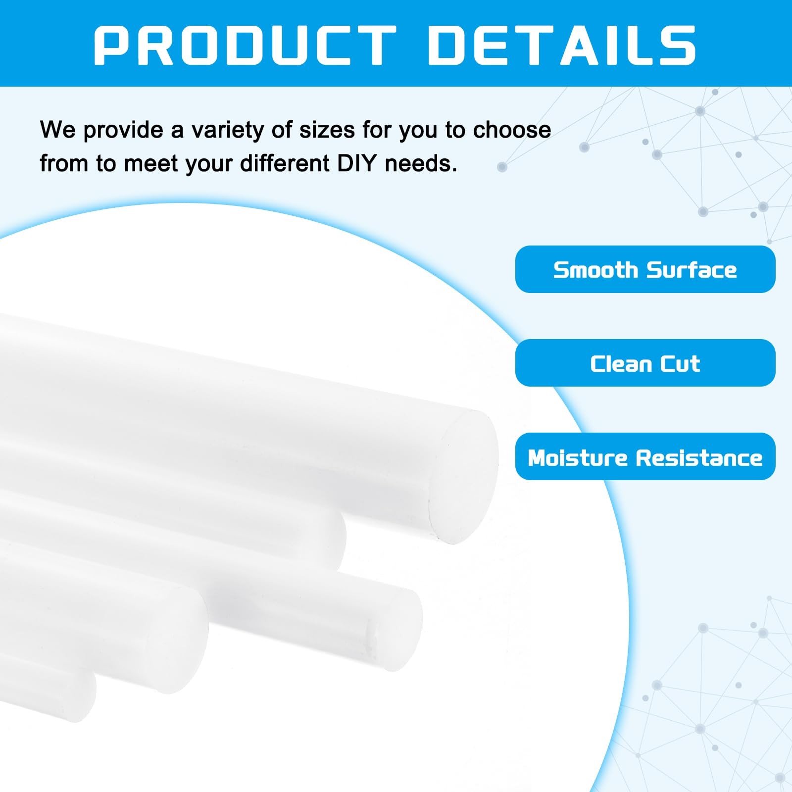 3 Pack ABS Plastic Rod, 20mm x 300mm, White Round Solid Bar, DIY Model Making