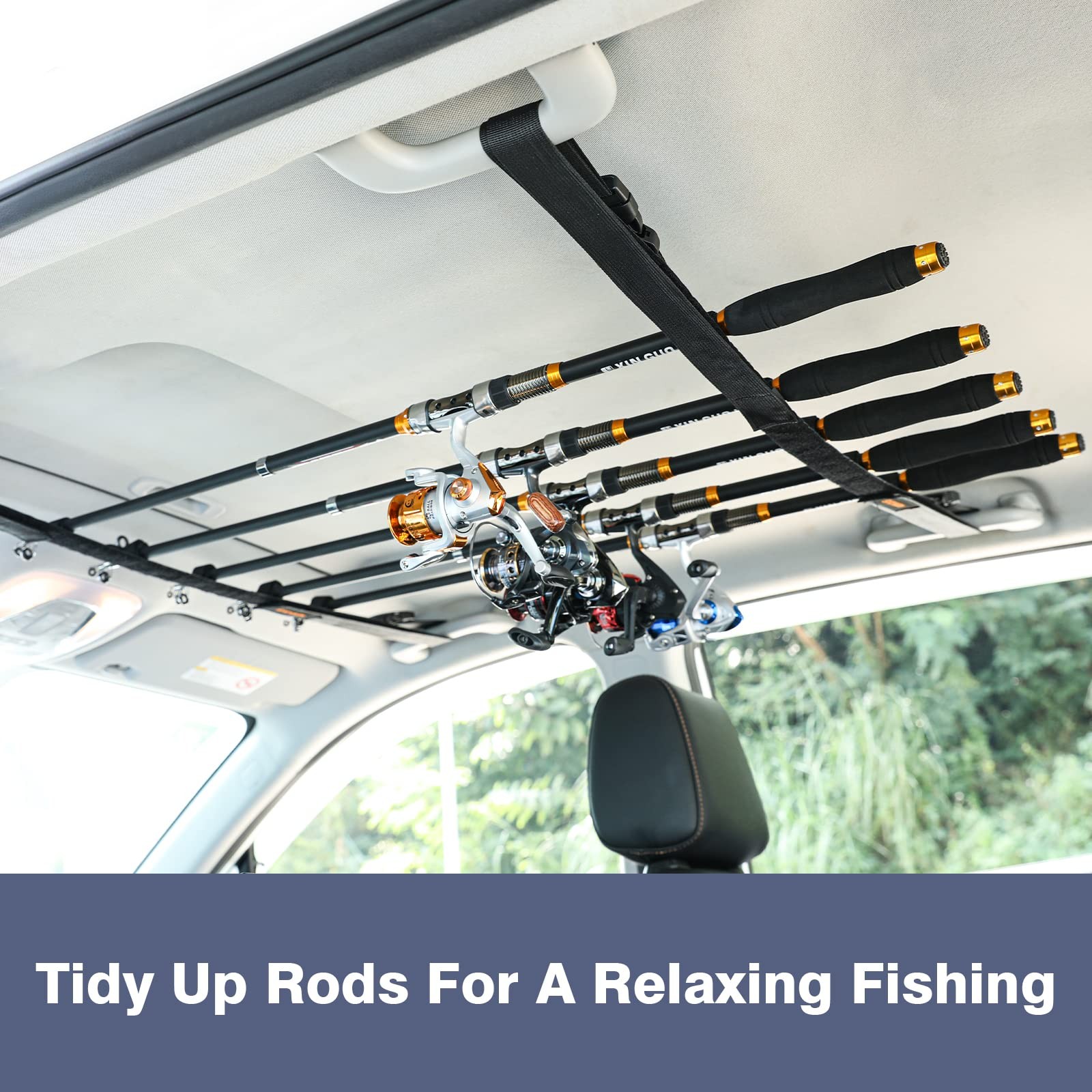 Roylvan 2 Pack Vehicle Fishing Rod Holder – Pole Car 3.8x240cm, Black