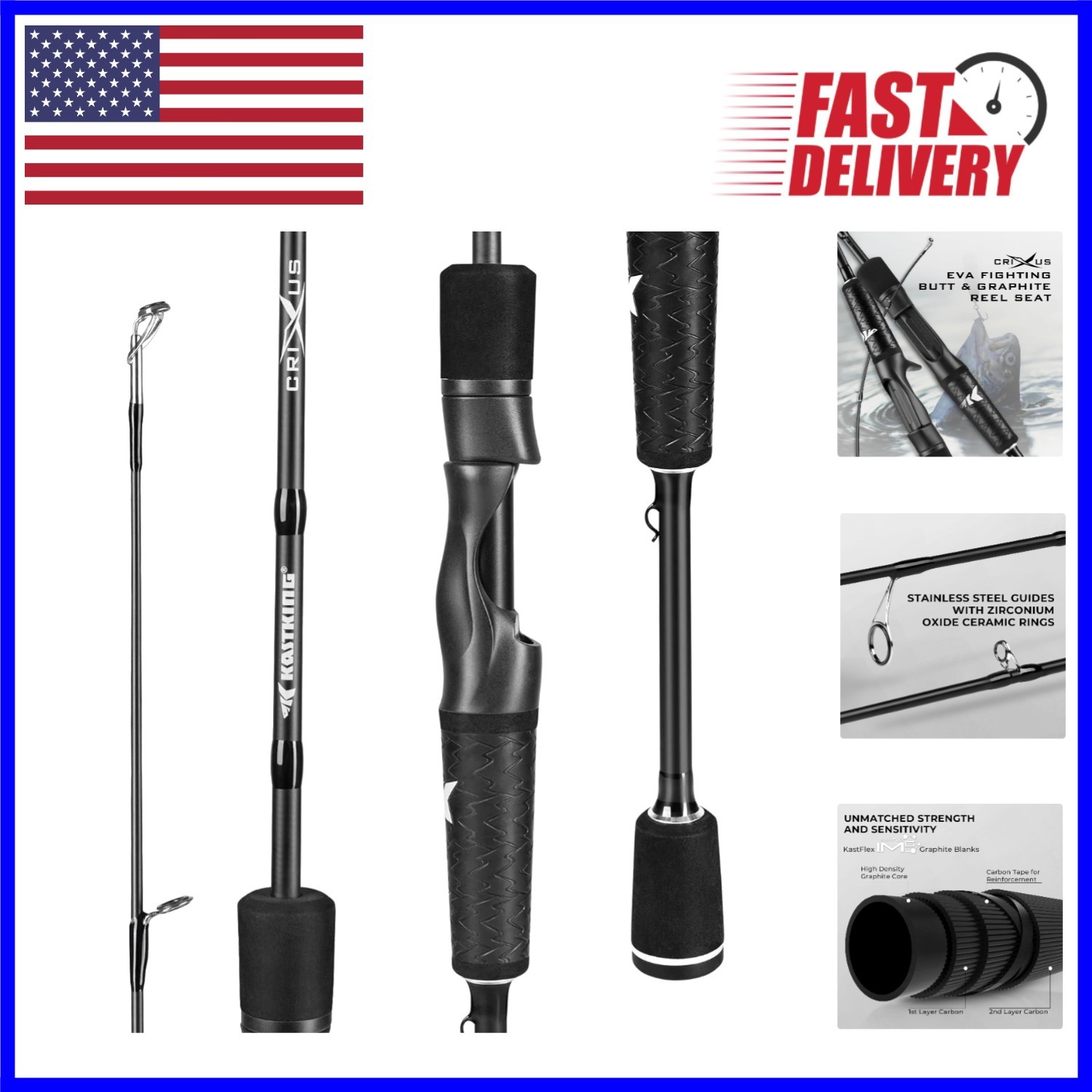 High-Performance Crixus Fishing Rod – 66″ IM6 Graphite with Zirconium Guides