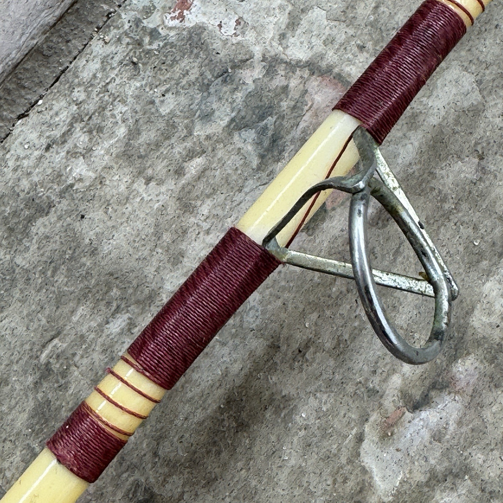 Vintage National Fiberglass TRU 1005S Fishing Rod 62” Wooden Handle USA