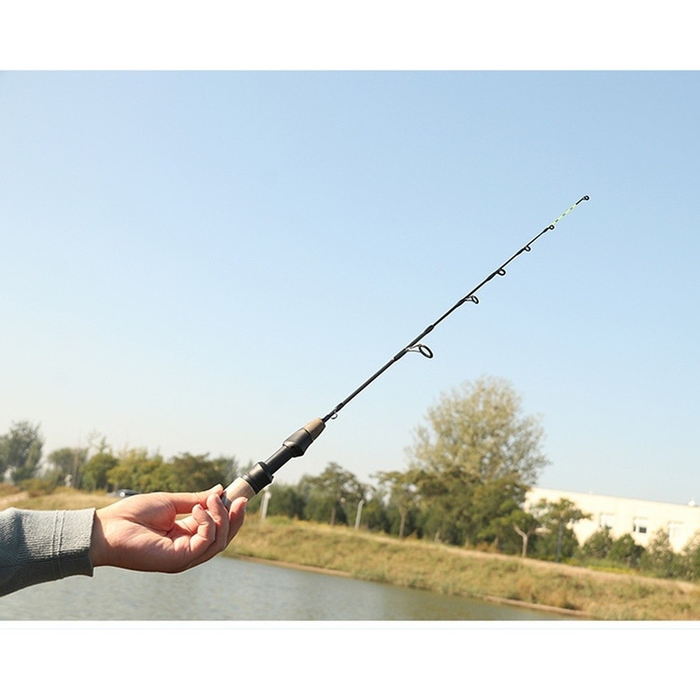 Compact Telescopic 60CM Ice Fishing Rod Carbon Fiber with Dual Tip Shrimp Pole