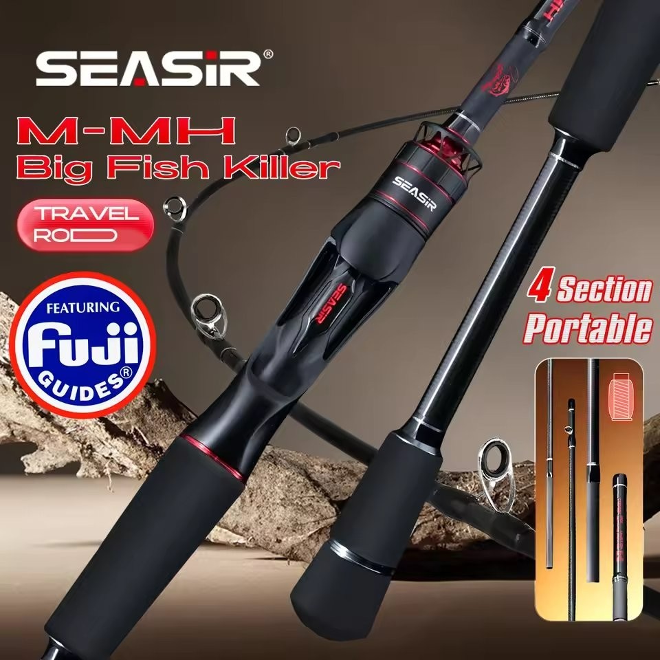 4‑Piece Travel Fishing Rod 1.83M Carbon Spinning Casting 14–20lb