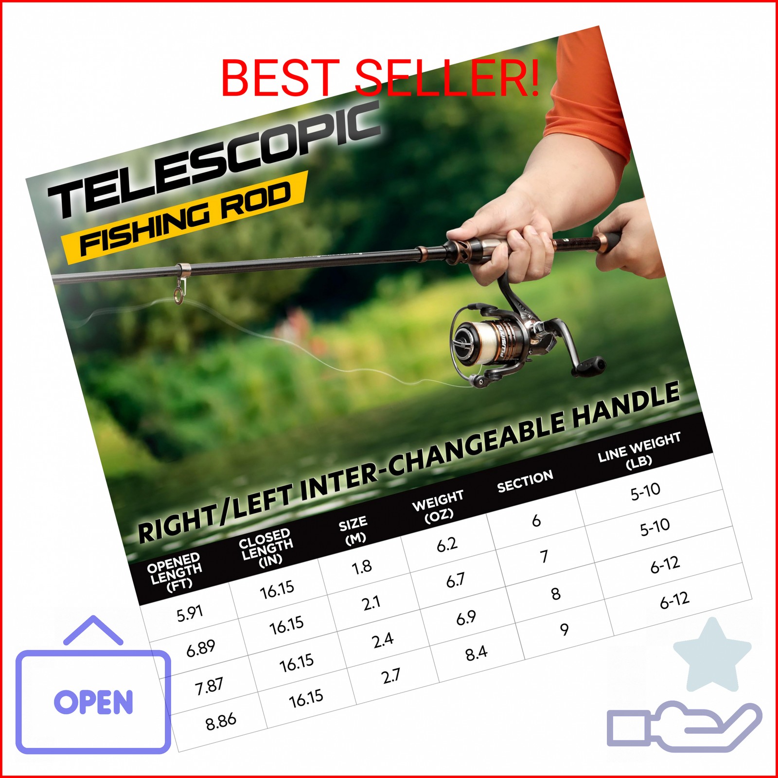 PLUSINNO Fishing Rod and Reel Combos – Carbon Fiber Telescopic Fishing Pole – Sp