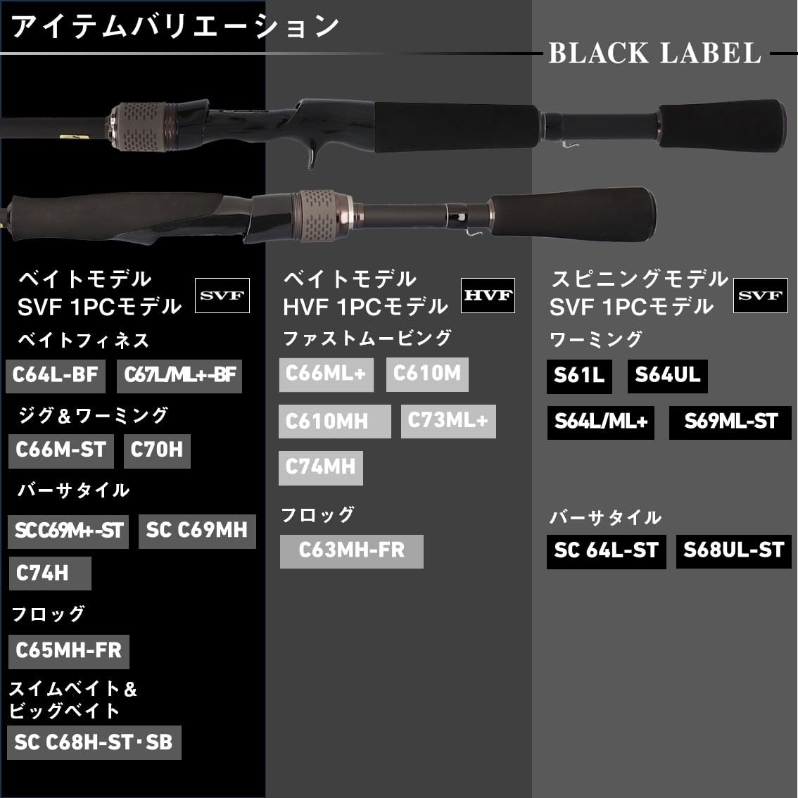 DAIWA Bass Rod Black Label SC S64L-ST
