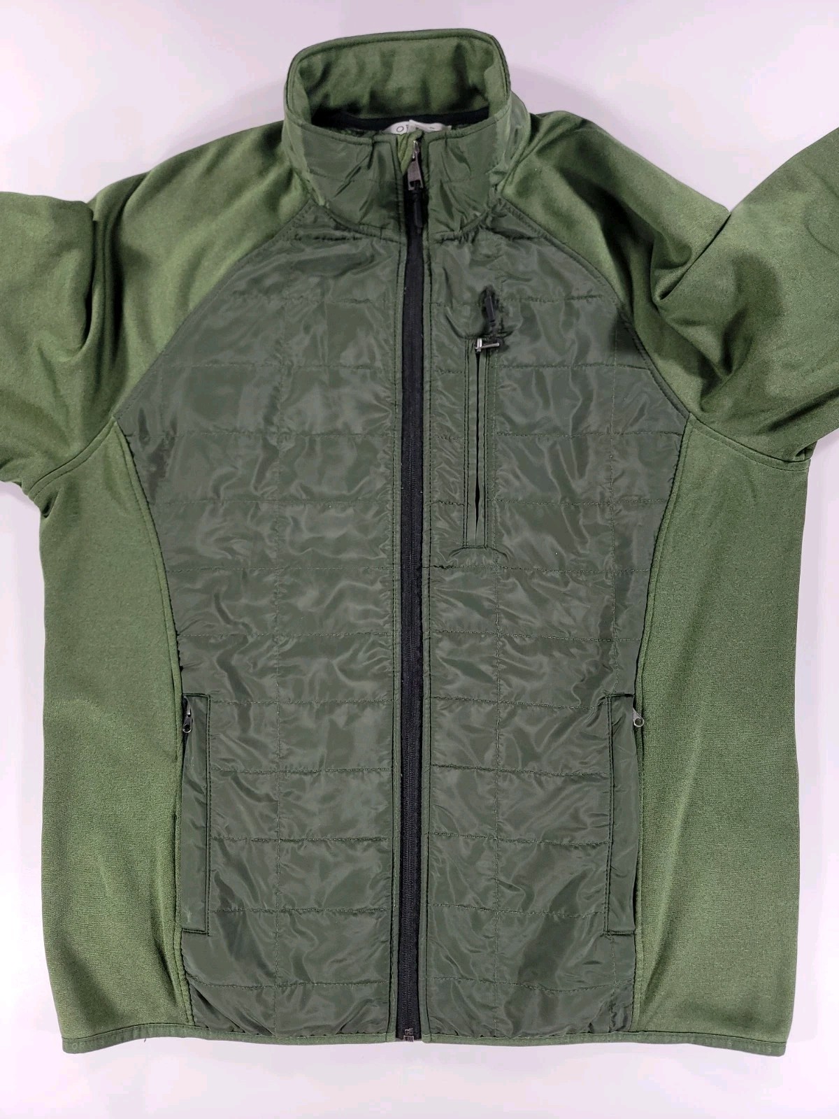 Orvis Green Hybrid Performance Puffer Jacket Mens Medium Full Zip Quilted Pocket