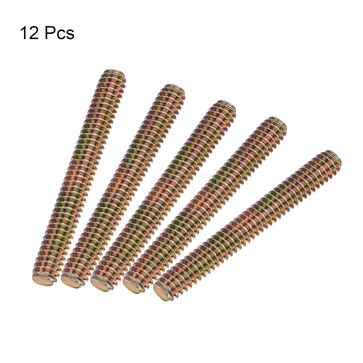 12pcs Zinc-Finished Carbon Steel Fully Threaded Rods 1/4″-20 x 2″ for DIY