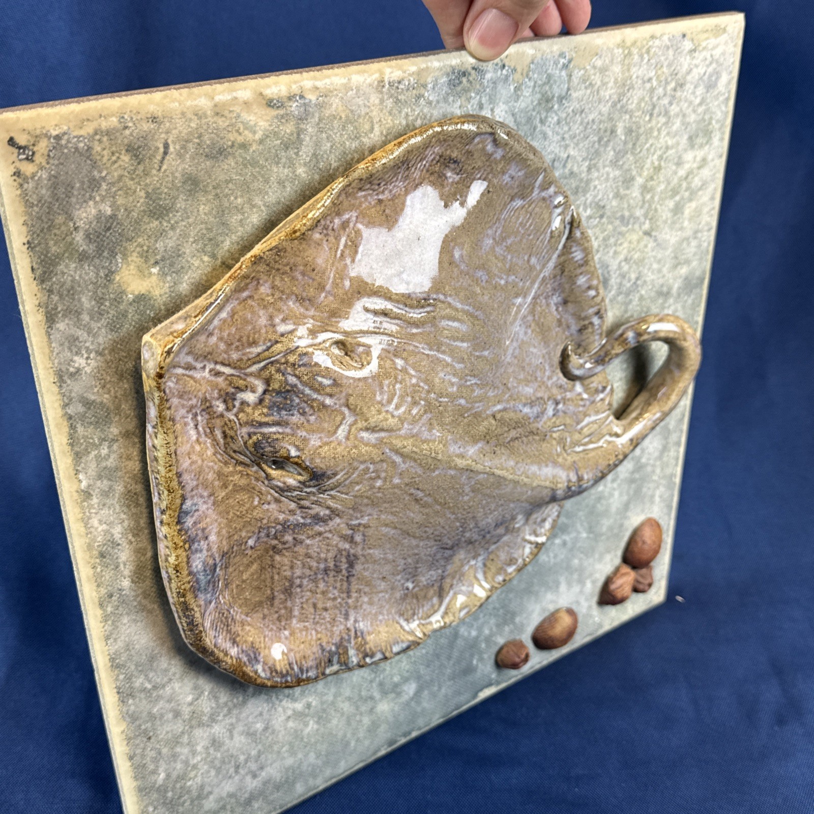 Stingray Wall 3D 12″ Tile Studio Pottery Art Craft-Beach House Ocean Nautical