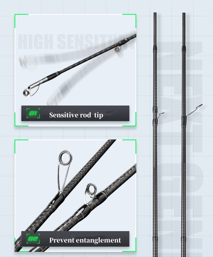 Fishing Rod 1.8M Spinning Casting Carbon Fiber Pole Lure Fishing Rod 2 sections