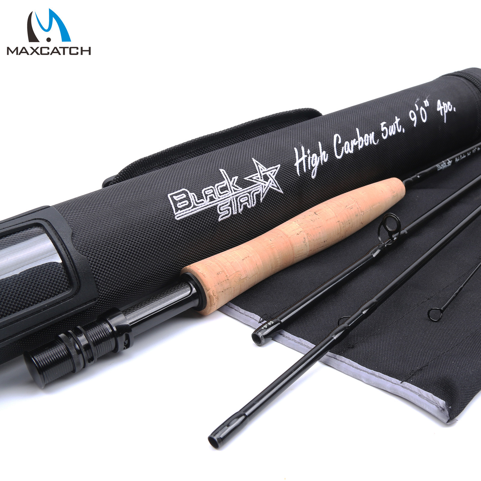 Maxcatch Black Star Fly Fishing Rods 4wt 5wt 6wt 7wt 8wt 9′ Fast Action Rod