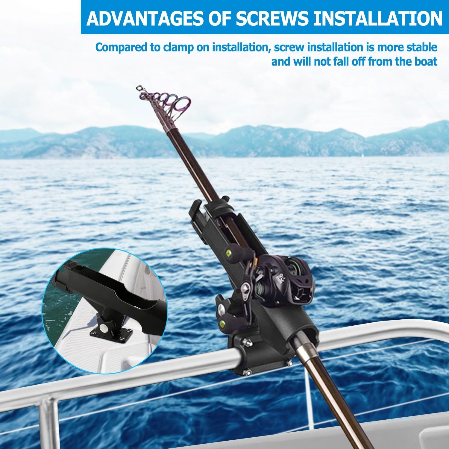 LBW Fishing Rod Holders for Boat Side Deck Mount Rod Holder Adjustable Kayak …