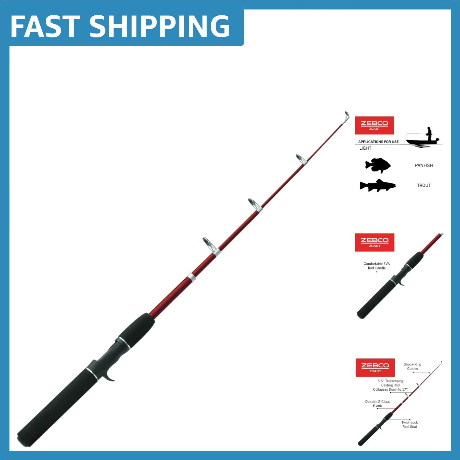 Z-Cast Medium Power Fishing Rod – Telescopic Design for Easy Travel and Fishing