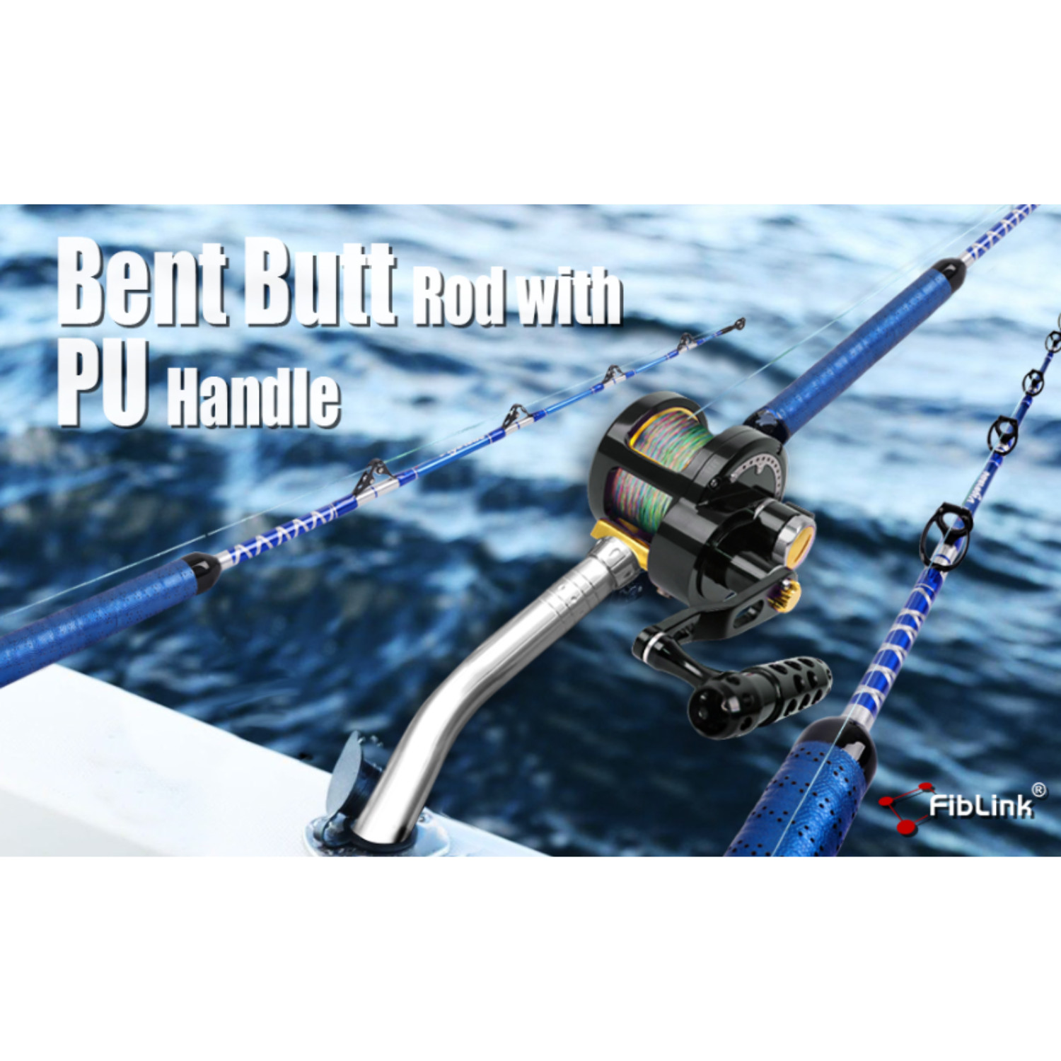 2 Piece 5’6 Trolling Fishing Rod Bent Butt Roller Guides Saltwater 50-80 lbs