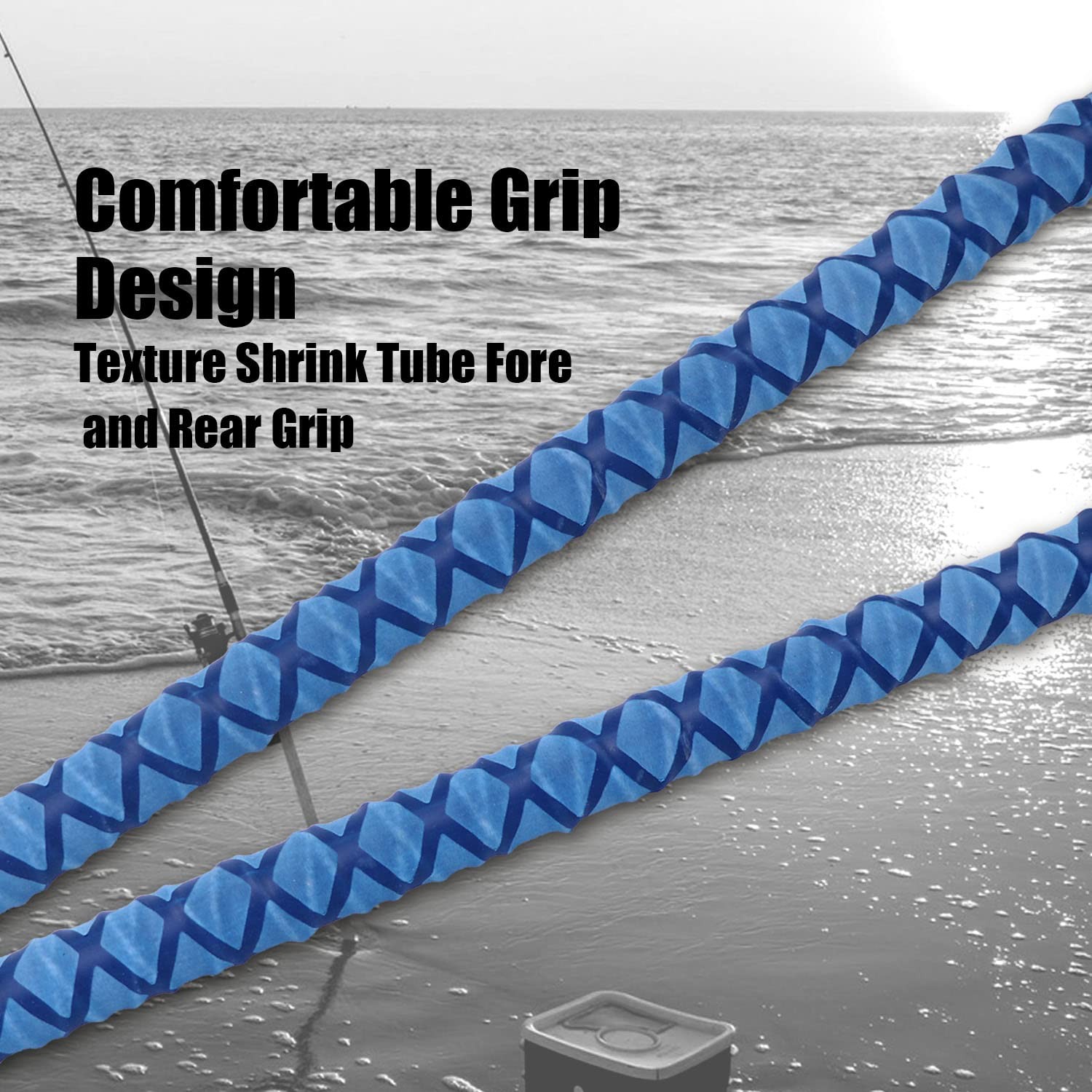 Fiblink Surf Spinning Fishing Rod Carbon Travel 4 Piece Large, Blue