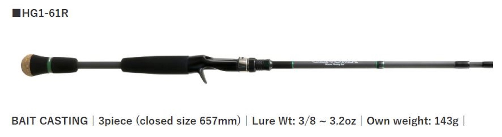 Deps Rod Baitcast Huge Custom Genoma HG1-61R 3 piece (2711)