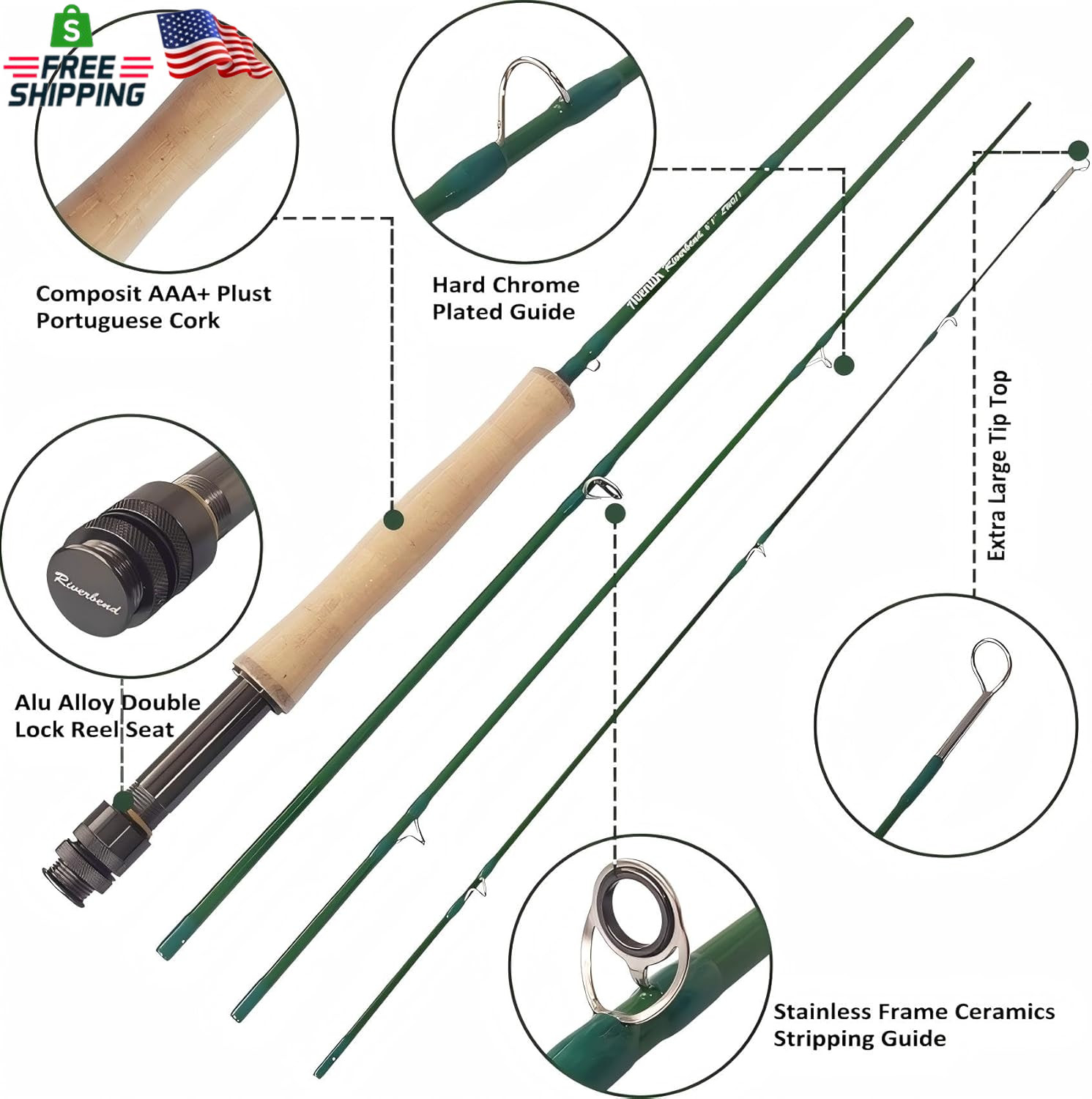 Aventik Fly Fishing Riverbend Series Fly Rod IM8 Graphite Blank 0/1/2/3/4/5/6/7/