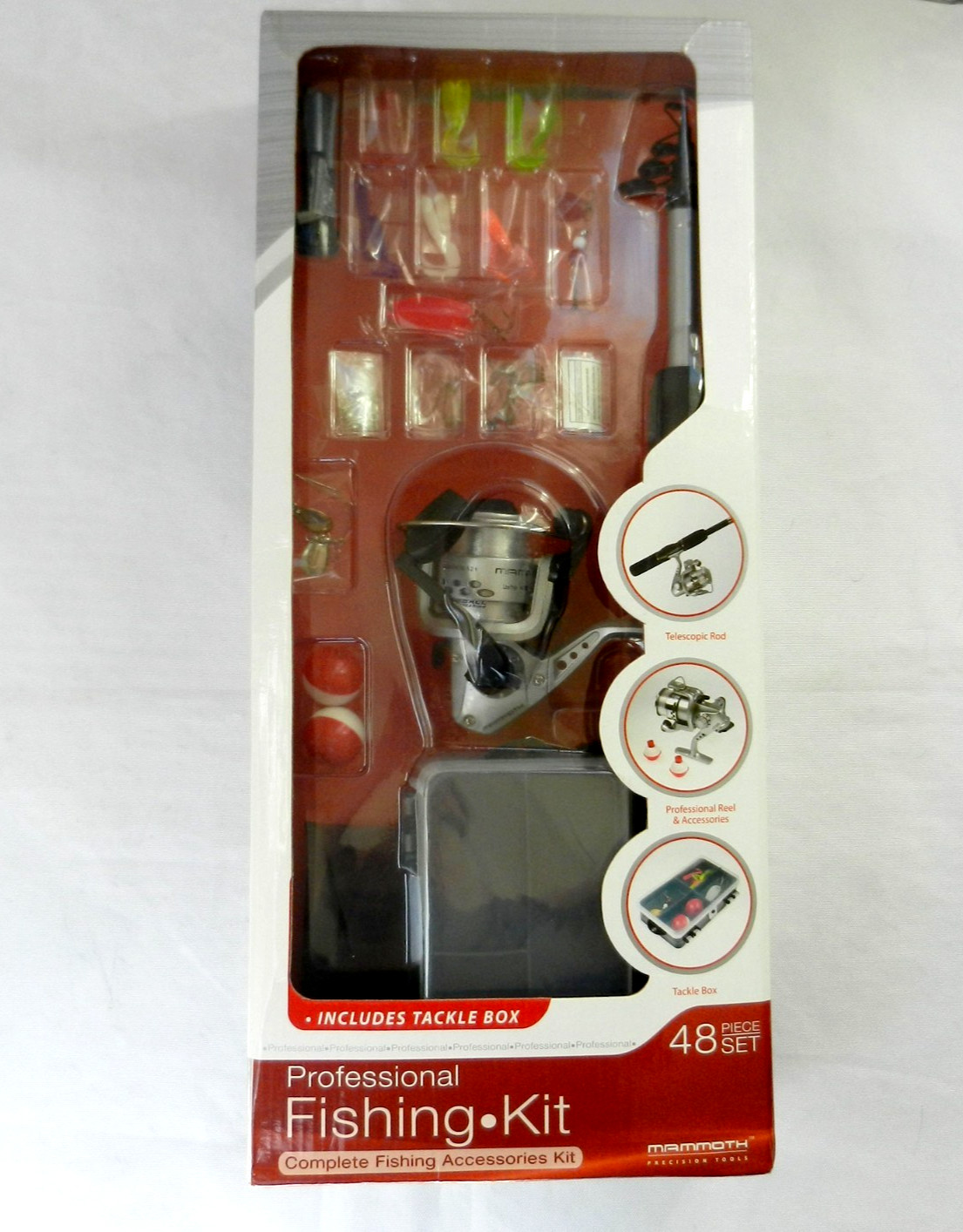 Mammoth Professional Fishing Kit w/ Tackle box (48 Pieces) Brand NEW!