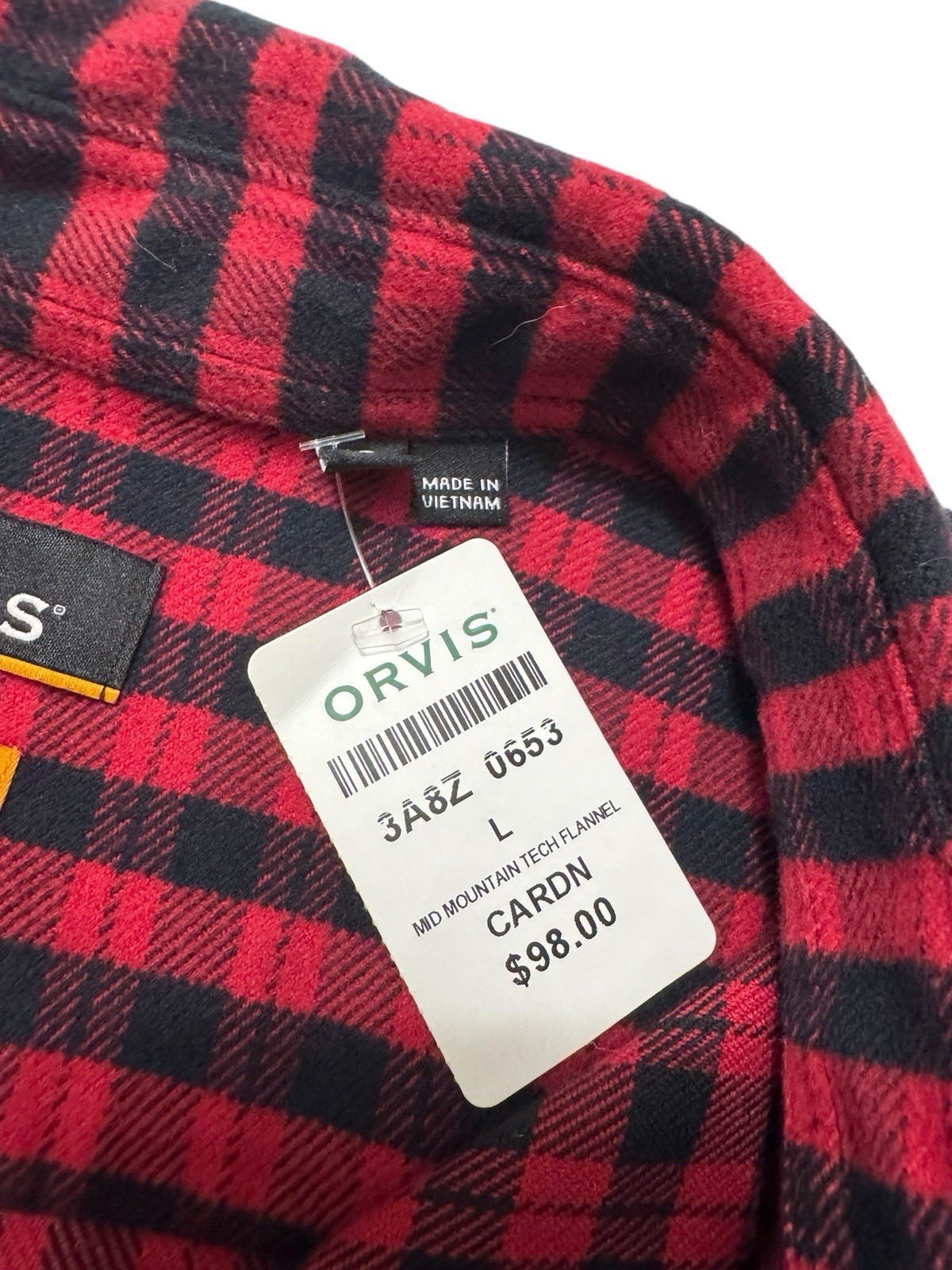 Orvis Red And Black Buffalo Plaid Heavyweight Outdoor Shirt Size L New