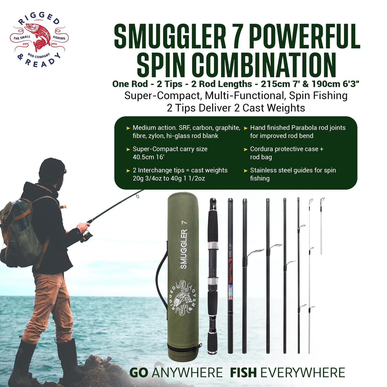 Rigged & Ready Travel Fishing Rigged And Ready Smuggler 7 Travel Fishing Rod
