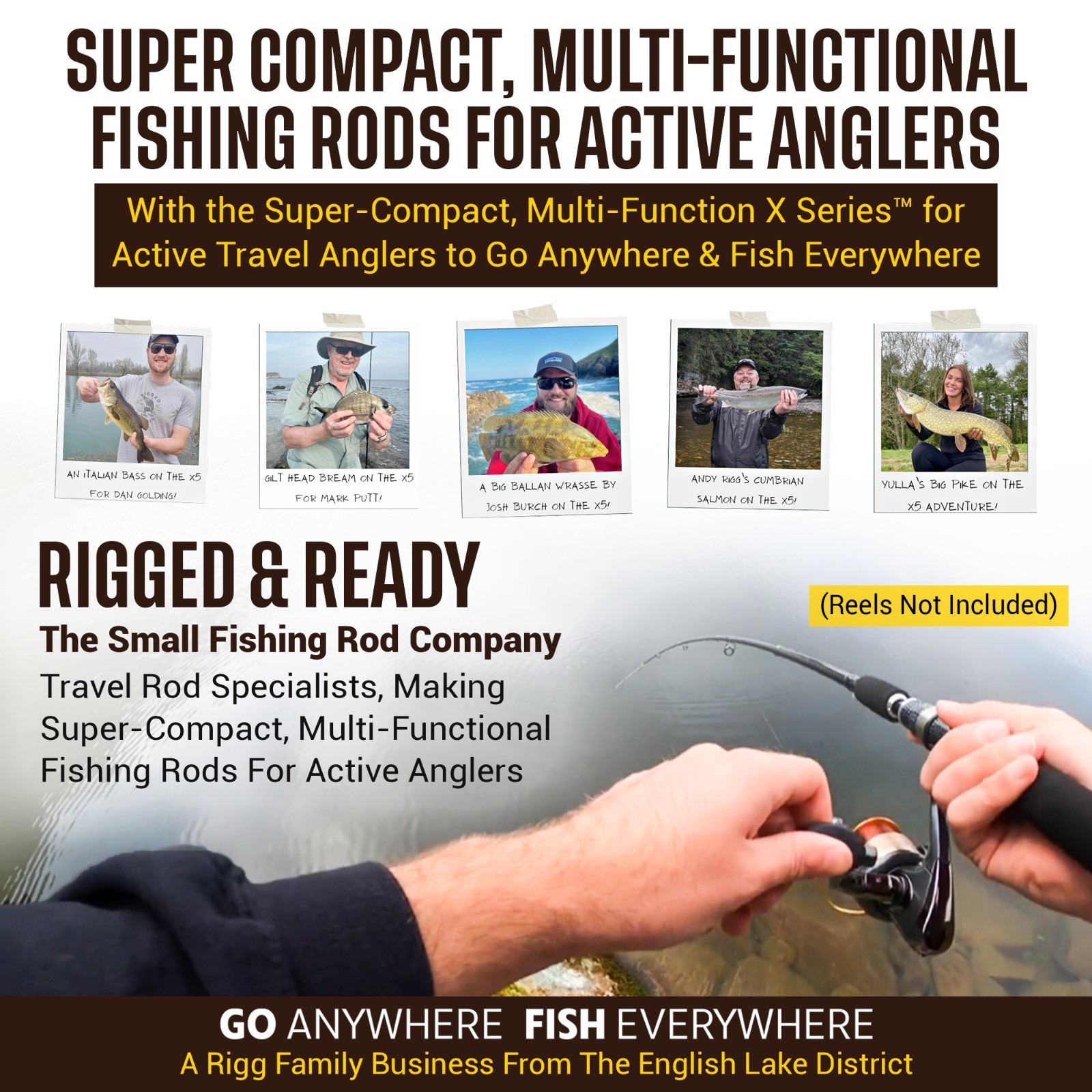 X5 Compact multi-functional Travel Fishing Rod 7’ 3”+ case,Spin-Bait-Fly Fishing