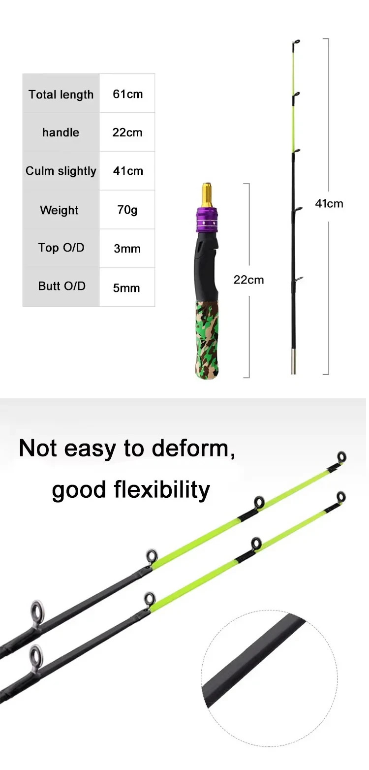 61cm Ice Fishing Rod Spinning Winter Raft Shrimp Pole Winter Fishing Rod Tackle