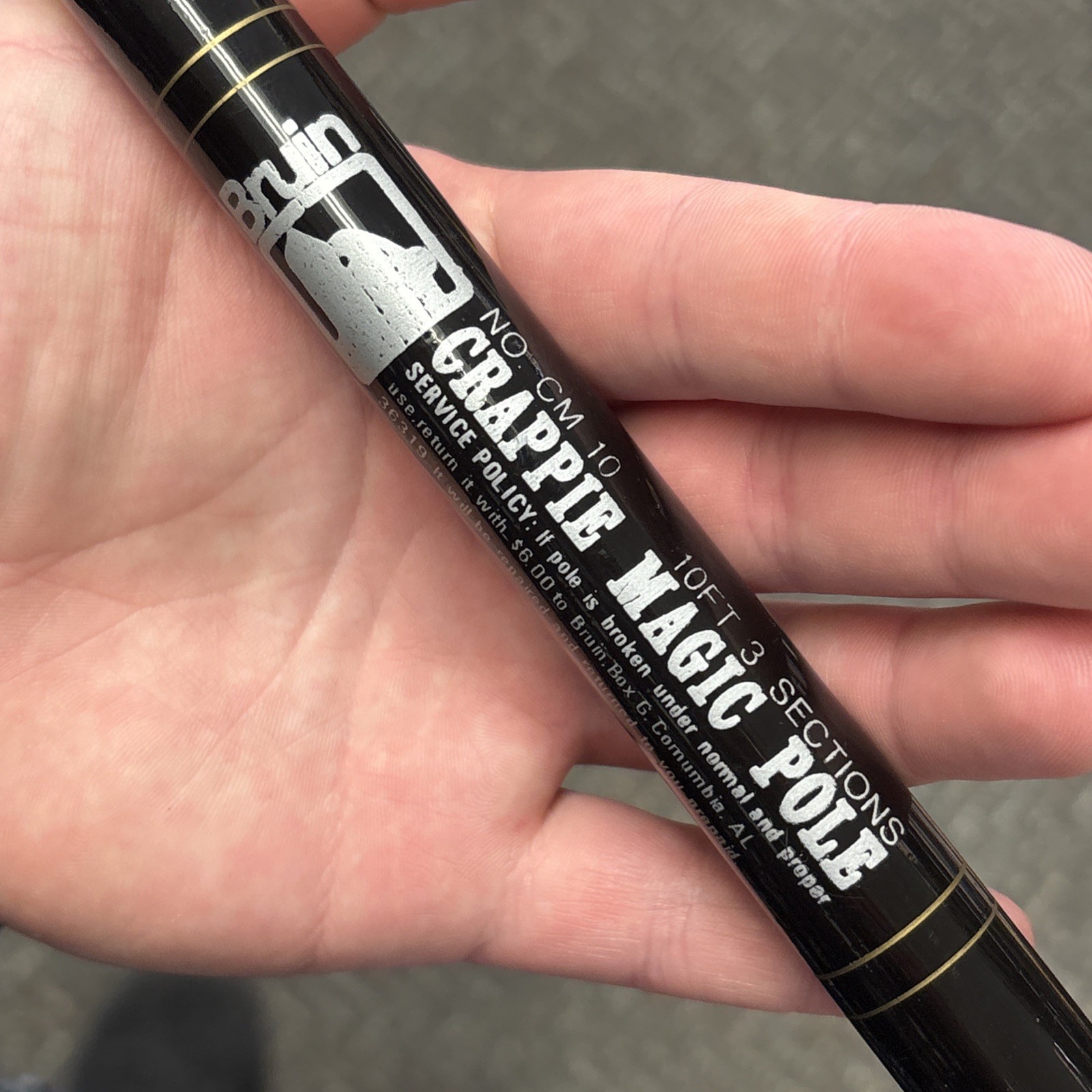 Bruin Crappie Magic Pole 10Ft 3 Section Fishing Rod 1 Piece