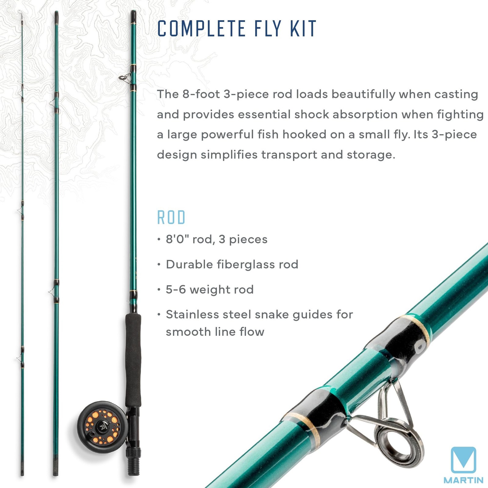 Martin Fly Reel and Fishing Rod Combo Kit Complete Fly