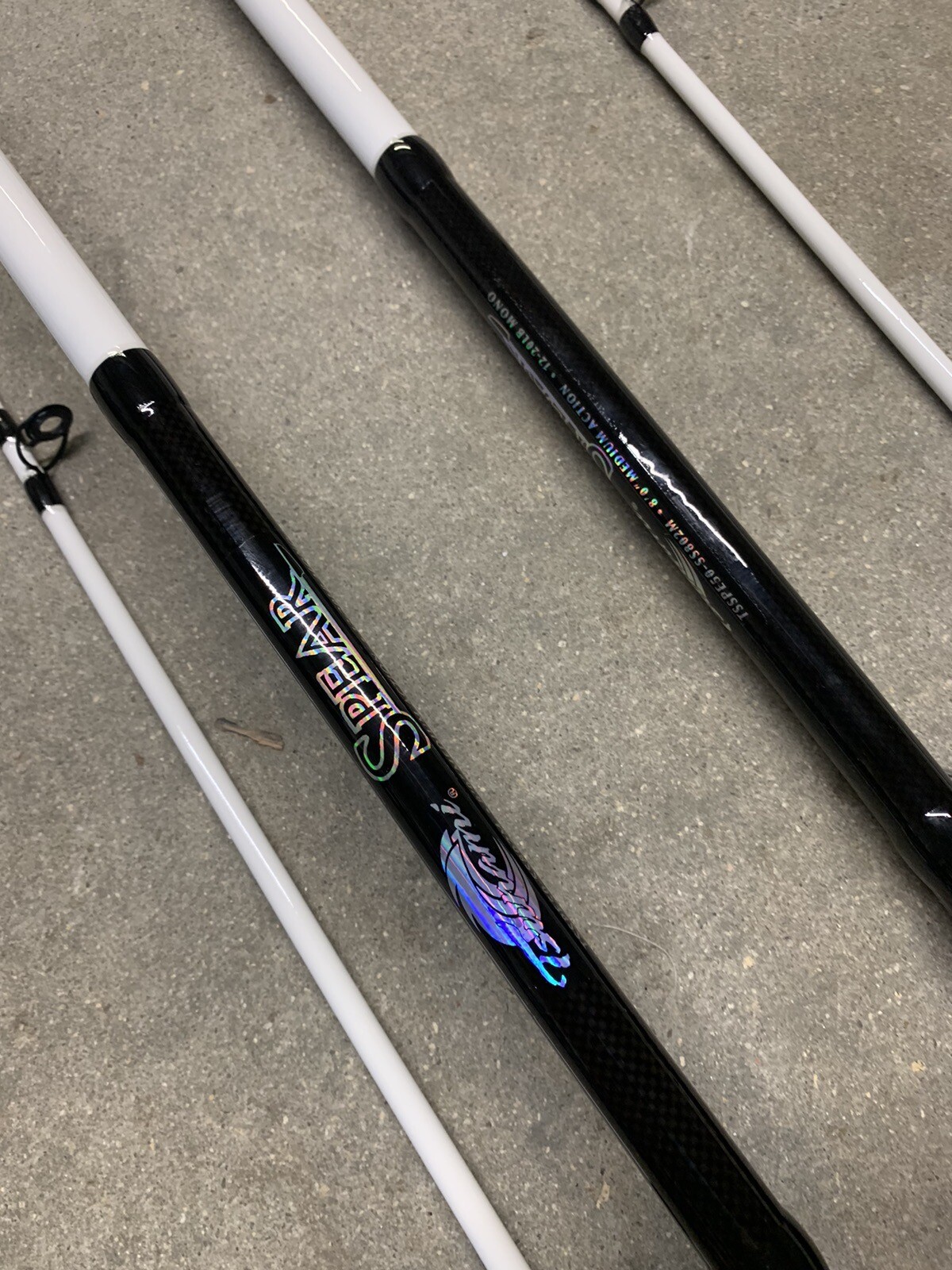 Lot of 2 Tsunami Spear 8’ Spinning Rod 2pc MEDIUM Saltwater Or Catfish White