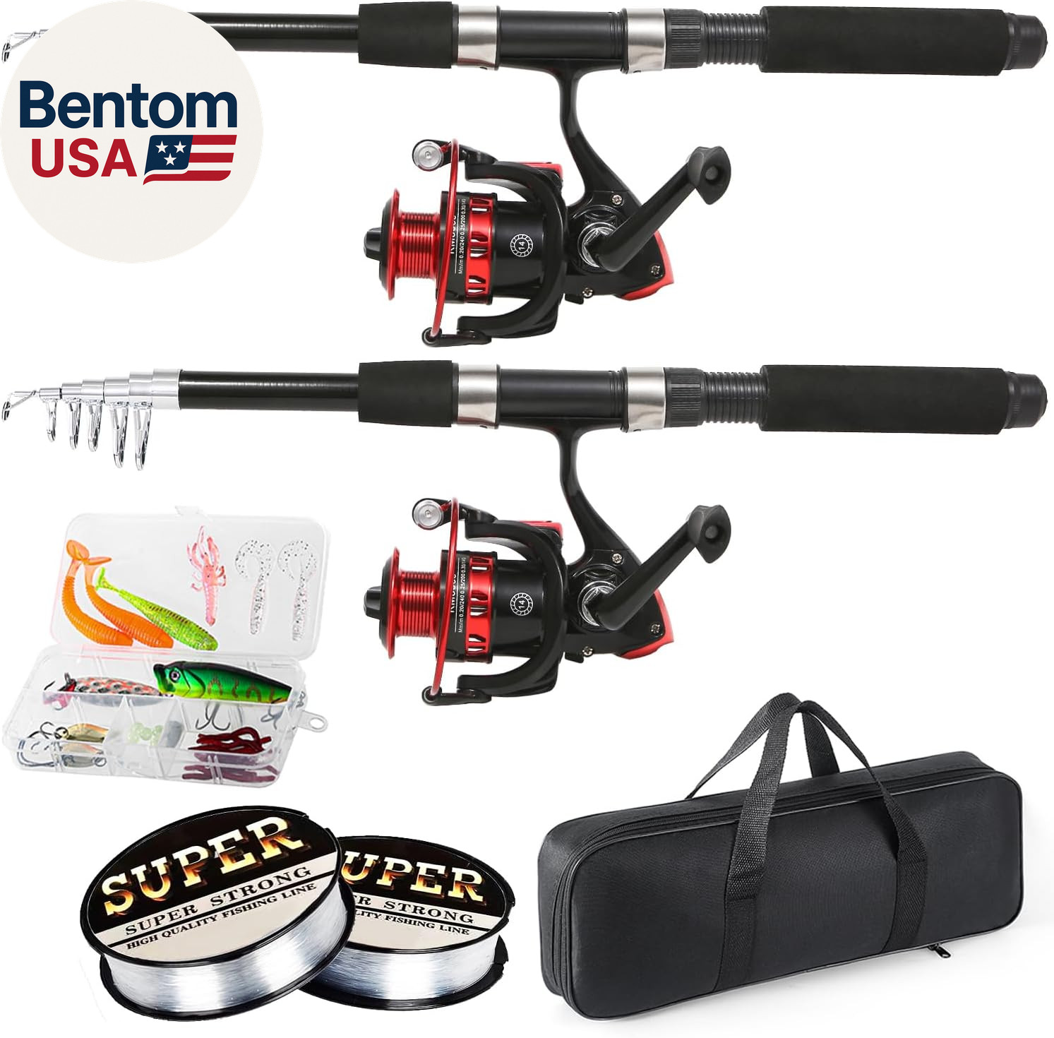 Fishing Rod, 6.9Ft 2Pcs Telescopic Fishing Rods Set, Carbon Fiber Fishing Pole,
