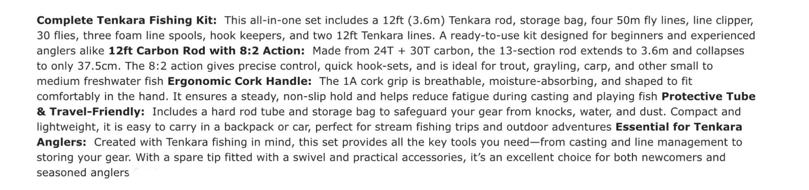 Full Fly Dapping Tenkara Fishing Rod Kit Outfit Freshwater River Lake Pond