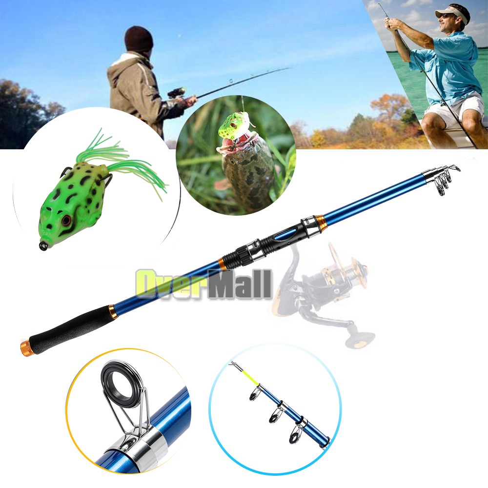 2.1m Carbon Fiber Telescope Fishing Rod Travel Sea Spinning Pole+Fishing Lure