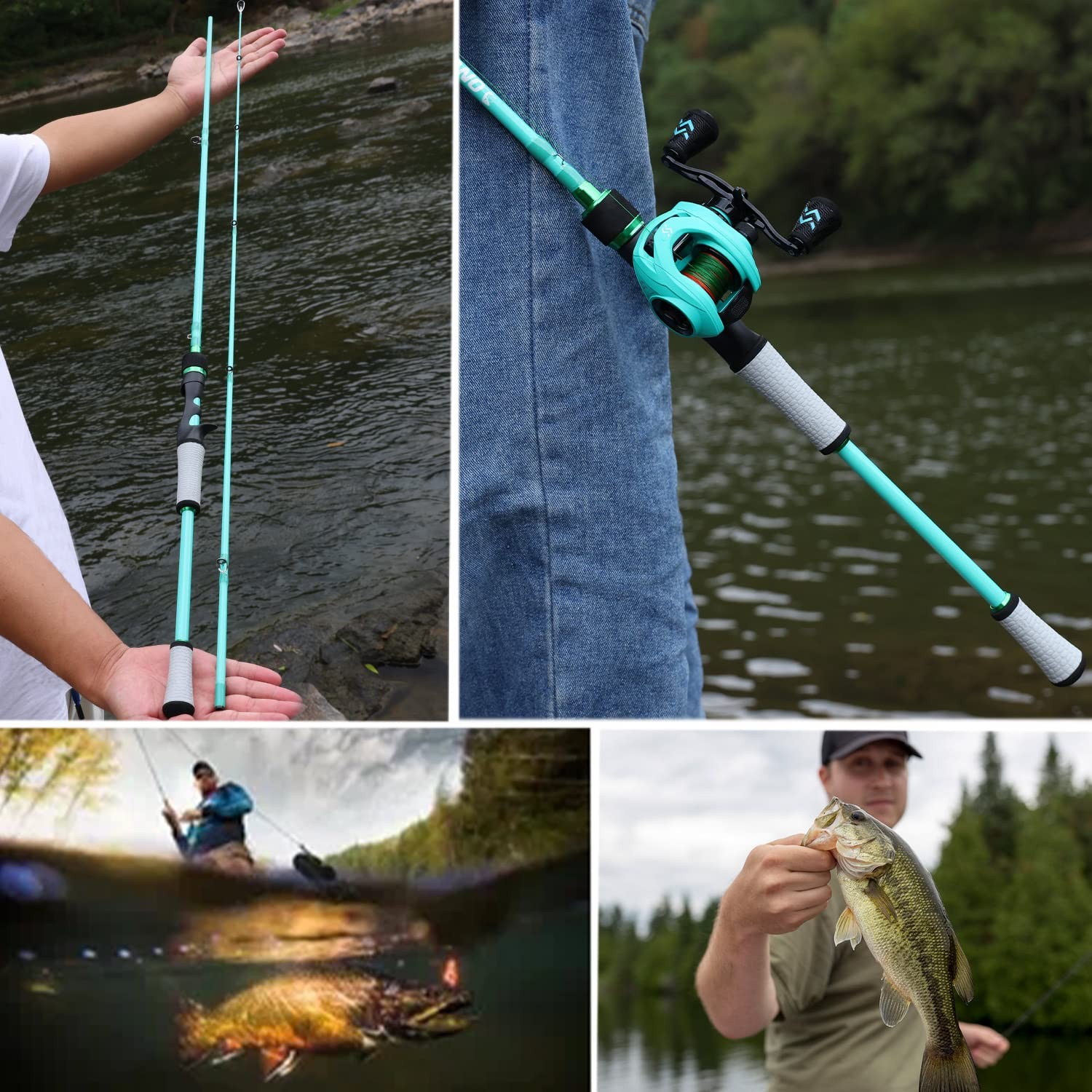 One Bass Fishing Rod Fishing Pole 30 Ton Carbon Fiber-7 Blue