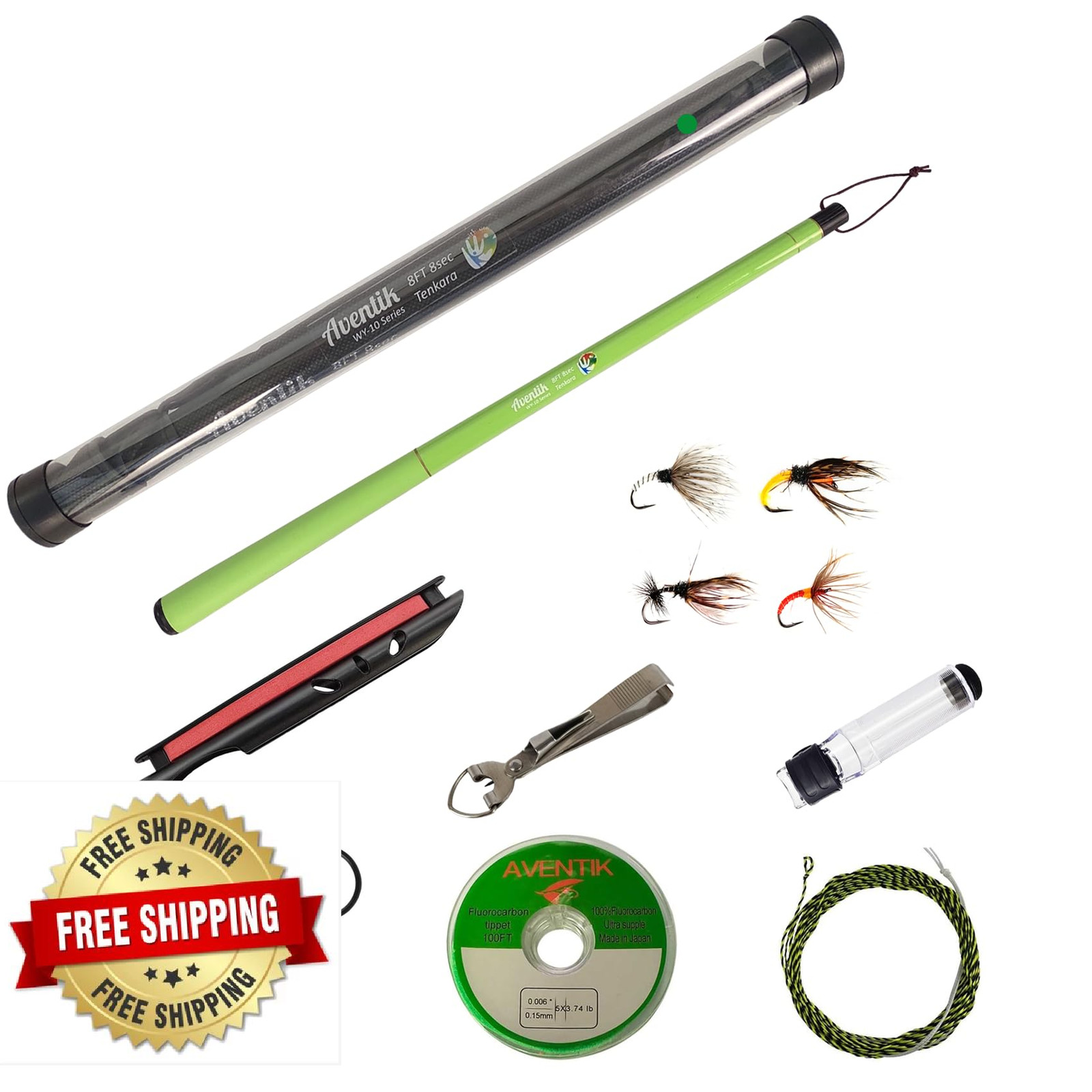 Aventik FreshStart Tenkara Fly Fishing Rod Combo – Green 2.4M/8FT