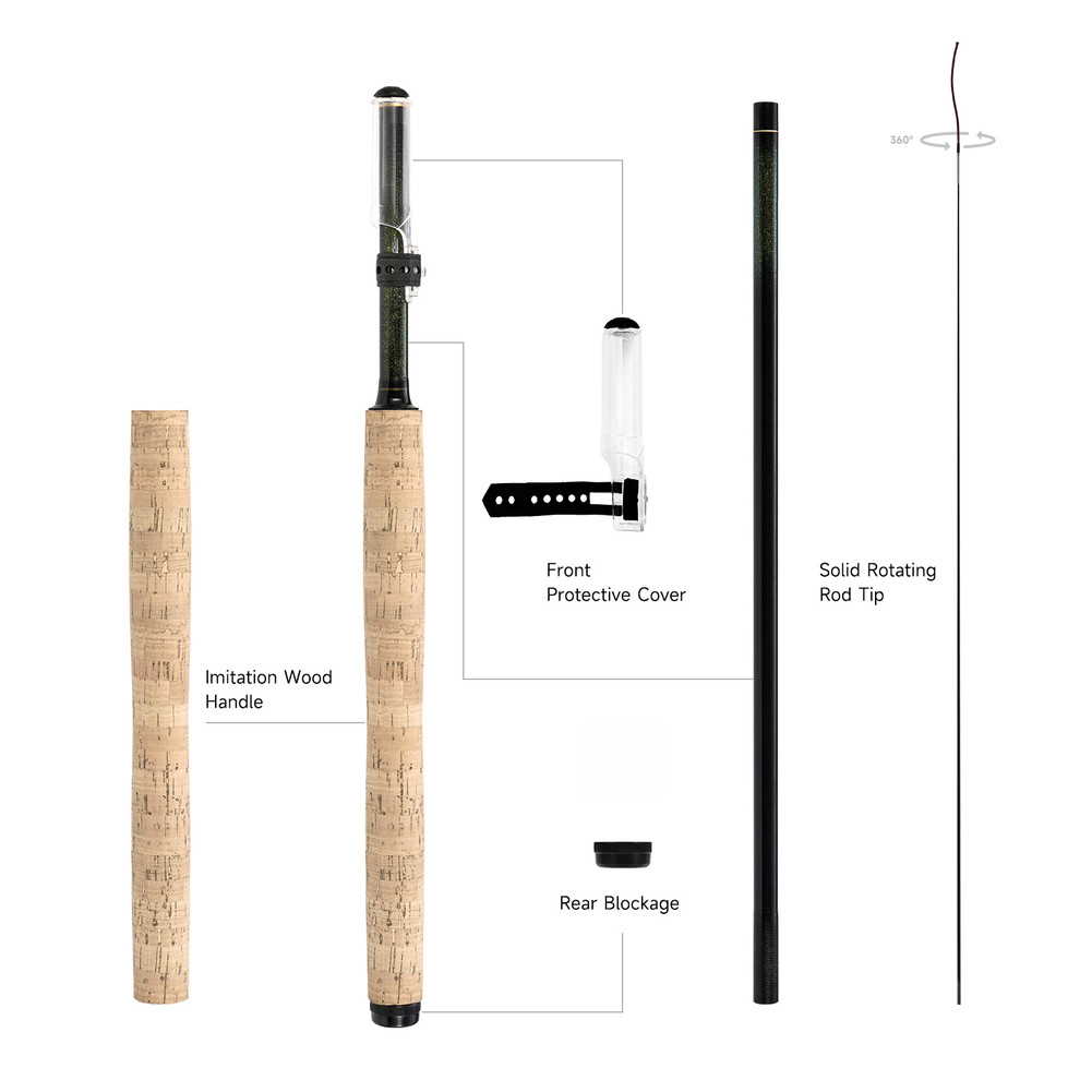 Tenkara Fly Fishing Pole Carbon 44-350cm Telescopic Stream Rod No Reel