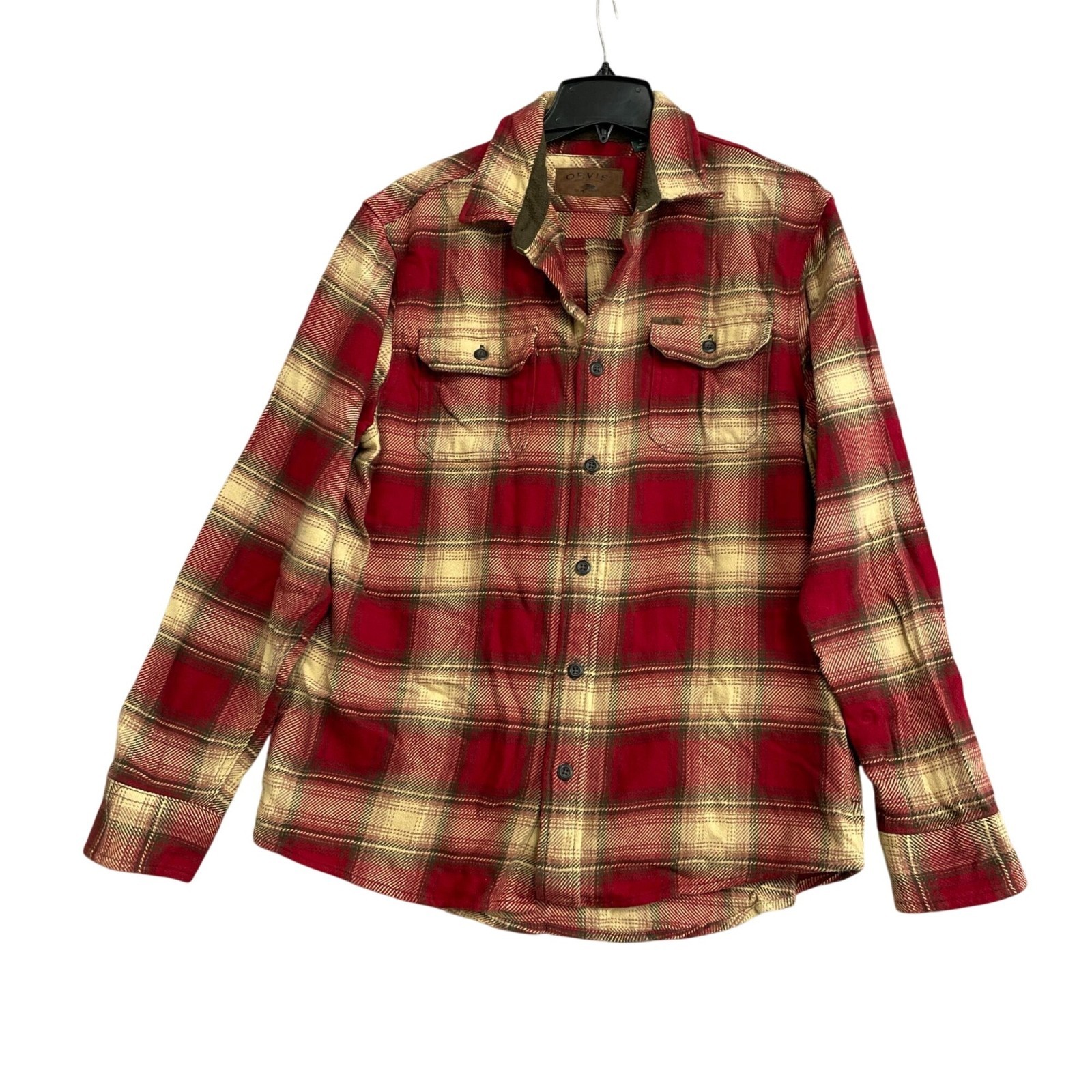 Orvis Men’s M Red Plaid Flannel Shirt Jacket Long Sleeve B1171