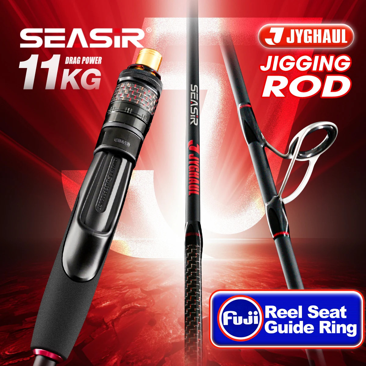 Jyghaul Slow Jigging Fishing Rod M/ML Drag Power 11KG FUJO Guide Rings FUJI Reel