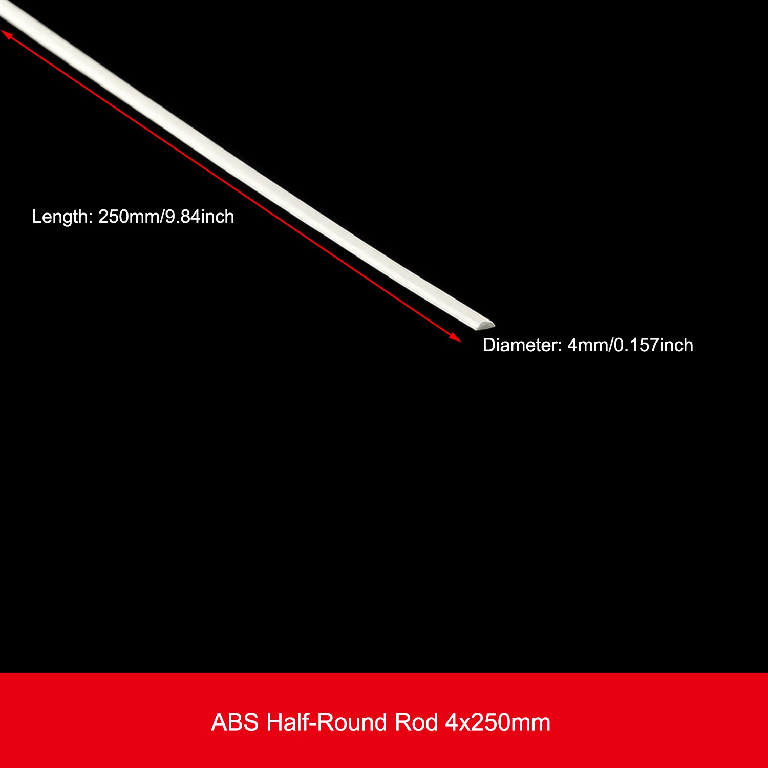10x 250mm Long Half Round ABS Plastic Rods for DIY Model Making Sand Table