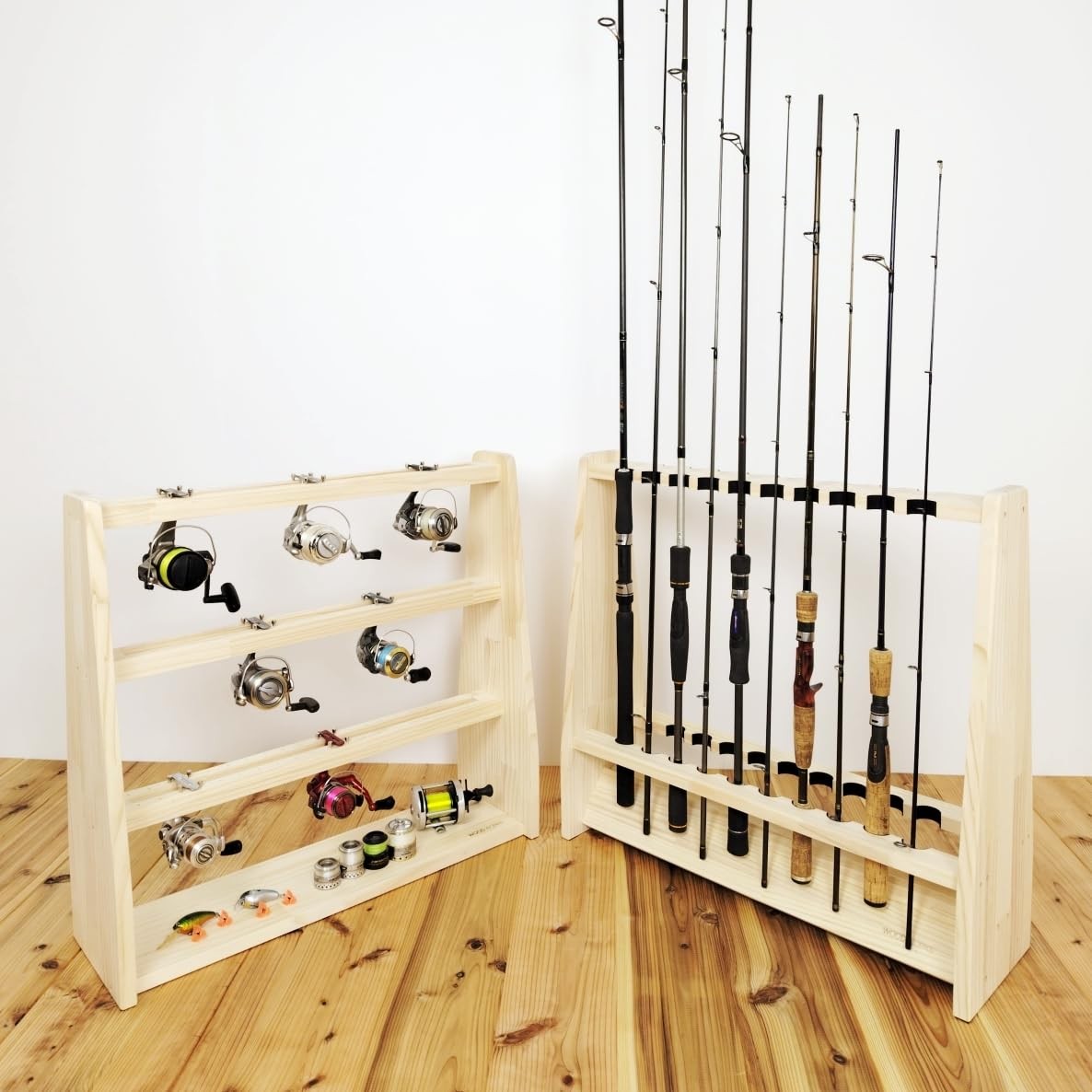 WOOD WORKS Double-Sided Rods for 19 Rods, Assembled, Natural/Black