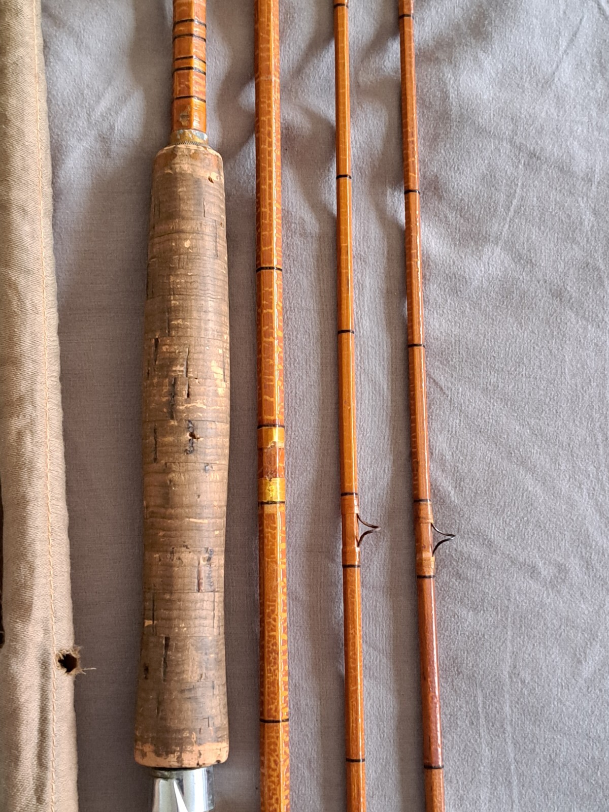 1930S USA DESIRABLE FLY ROD SOUTHBEND CROSS DOUBLEBUILT TUBE & ORIGINAL SOCK